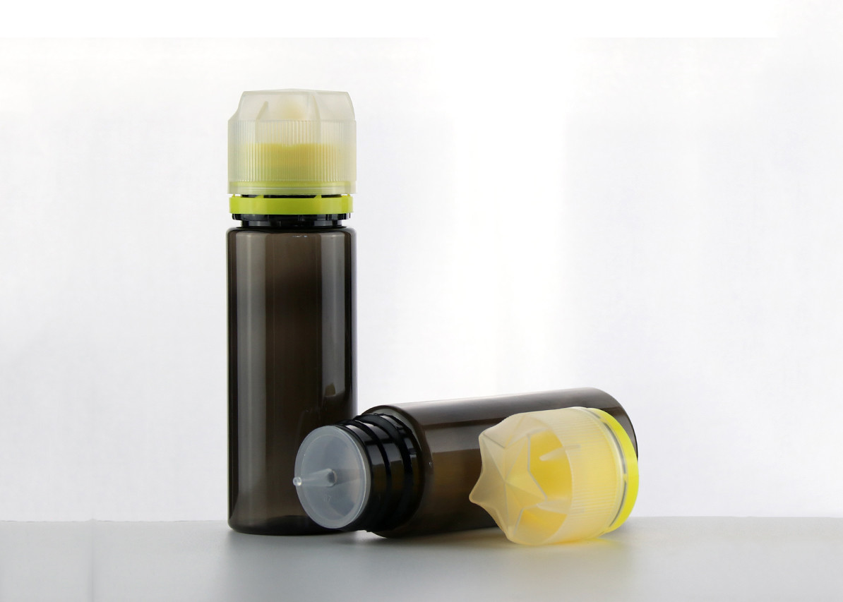 garrafas do conta-gotas de olho da capacidade 120ML, garrafas de óleo vazias com o tampão amarelo claro