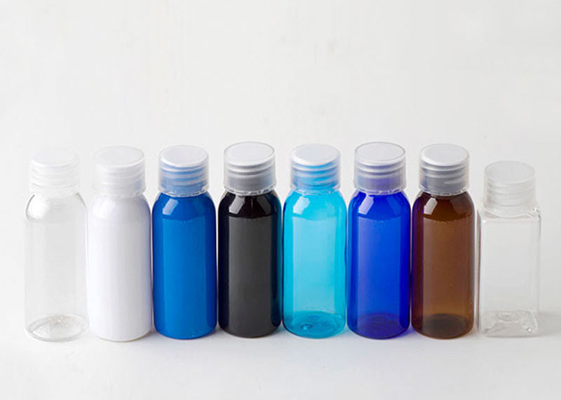 Pet garrafas cosméticas plásticas materiais, recipientes plásticos pequenos da garrafa 50ml