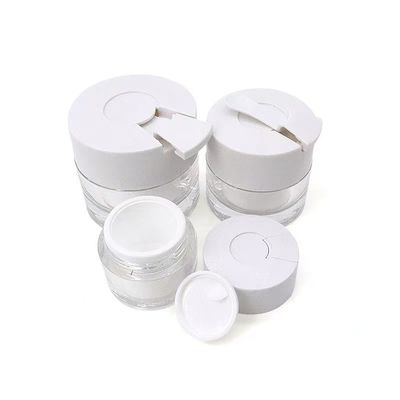 Pote cosmético de parede dupla transparente de 15/30/50g com colher higiênica embutida para hidratante, máscara facial e cuidados com a pele