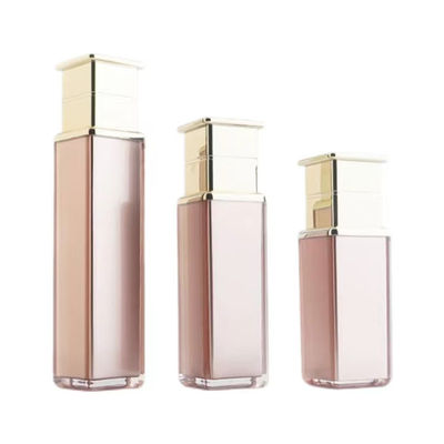 Garrafa de pompa de loção acrílica rosa de luxo com tampa de ouro, garrafa de pompa cosmética à prova de vazamento para embalagens de cuidados com a pele