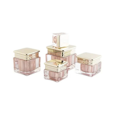 Garrafa de pompa de loção acrílica rosa de luxo com tampa de ouro, garrafa de pompa cosmética à prova de vazamento para embalagens de cuidados com a pele