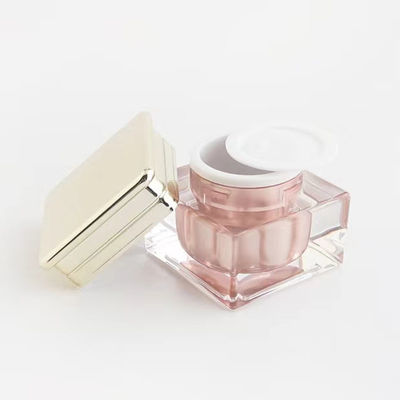 Garrafa de pompa de loção acrílica rosa de luxo com tampa de ouro, garrafa de pompa cosmética à prova de vazamento para embalagens de cuidados com a pele