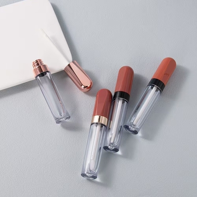 DIY 4g Tubo de batom de boca redonda vazia com fecho de parafuso de vedação de borracha Tubo de bálsamo labial de plástico para embalagem de recipientes cosméticos
