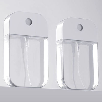 Frasco de spray cosmético de plástico PETG recarregável portátil de 30ml 50ml, formato de cartão, estrutura de borracha, fácil de usar para viagem