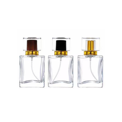 30 ml de 50 ml de 75 ml de vidro de forma cúbica Botelho de névoa de perfume com tampa brilhante