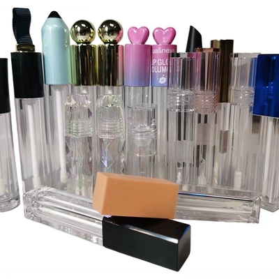 Maquiagem Batons e Lips Gloss Embalagem personalizada Recipiente de batons de plástico com material metálico