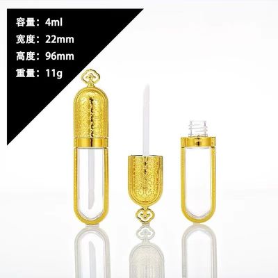 Tubo de gloss labial preto com logotipo personalizado, fácil de transportar, com tampa de rosca e efeito brilhante