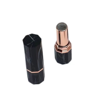 Contenedor de tubos de batom octagonal com acento dourado rosa