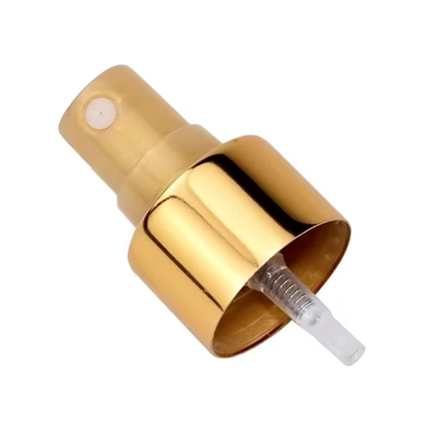 Pulverizador de spray de névoa fina anodizado de alumínio metálico dourado de luxo de 18mm 20mm com tampa parcial ou total