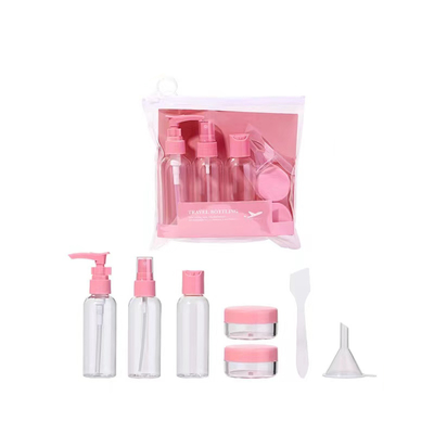 Conjunto de garrafas de viagem Shampoo plástico portátil recarregável Spray para cuidados com a pele Loção de viagem Cosméticos