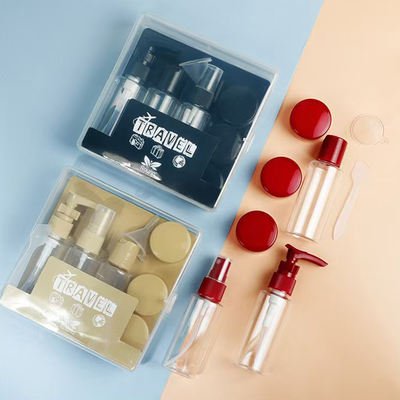Conjunto de Viagem de Plástico 7 peças de 50ml Conjunto de Frascos Saco com Zíper Conjunto de Recipientes Cosméticos Spray Tampa Flip