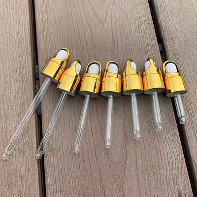 Atacado 18mm 24mm Prata Ouro Vidro Plástico Pipeta Tipo Pressione para Baixo Conta-Gotas de Plástico