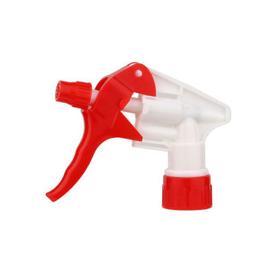 Pulverizador de gatilho de plástico vermelho e branco com bocal ajustável para limpeza de garrafas