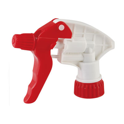 Pulverizador de gatilho de plástico vermelho e branco com bocal ajustável para limpeza de garrafas