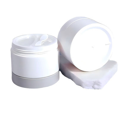 Frasco cosmético de plástico PP vazio de 50g Frasco cosmético de plástico PP branco com colher e anel de vedação/frasco para creme facial
