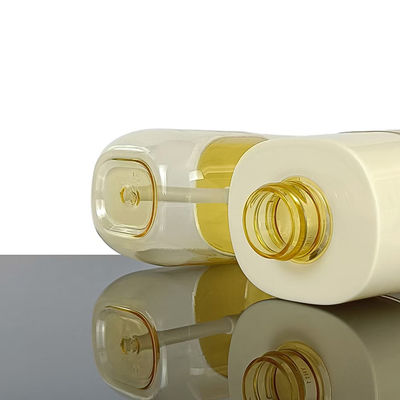 Frasco cosmético PET com formato quadrado, manga de ombro e alta qualidade, grande capacidade de 300ml, suporte para personalização