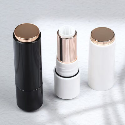 Tubo de Batom de Luxo por Atacado 3.5G Plástico Branco Preto Dourado com Anel de Vedação