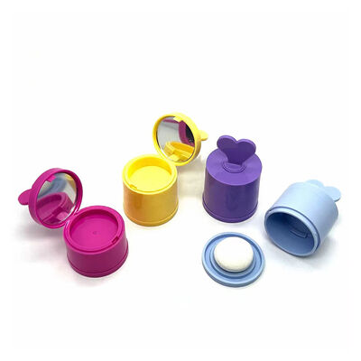 Estojos cilíndricos de plástico 4G para pó por atacado com embalagem de esponja e espelho para blush e contorno capilar