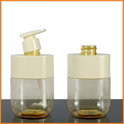 Frasco de Bomba de Loção Quadrado Premium de 300ml Cor Personalizada Manga de Ombro Corpo Transparente Embalagem de Luxo para Cuidados com a Pele