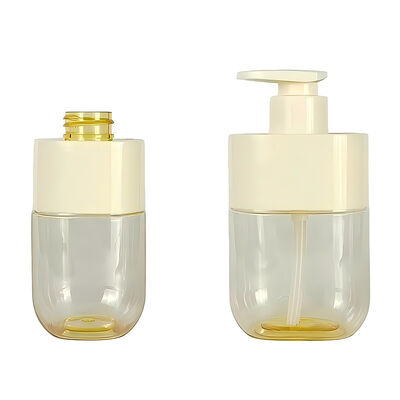 Frasco de Bomba de Loção Quadrado Premium de 300ml Cor Personalizada Manga de Ombro Corpo Transparente Embalagem de Luxo para Cuidados com a Pele