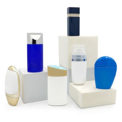 Garrafa de loção protetora solar 50ml, tampa prateada, recipiente cosmético de plástico oval, base, creme BB, cuidados com a pele