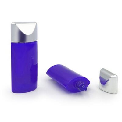 Garrafa de loção protetora solar 50ml, tampa prateada, recipiente cosmético de plástico oval, base, creme BB, cuidados com a pele