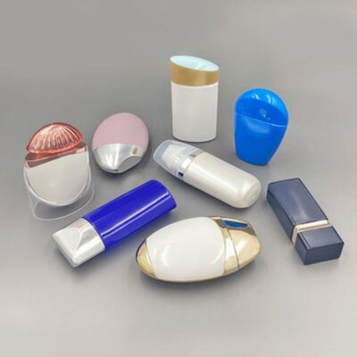 Garrafa de loção protetora solar 50ml, tampa prateada, recipiente cosmético de plástico oval, base, creme BB, cuidados com a pele