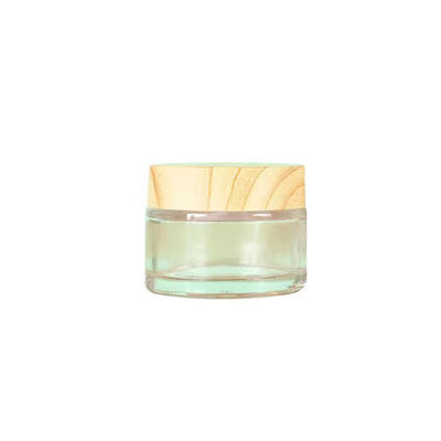 5g 10g 15g 30g 50g Frascos de creme de vidro fosco vazios recarregáveis ​​de madeira natural à prova de vazamentos recipientes de armazenamento de viagem para creme para os olhos máscara facial cuidados com a pele