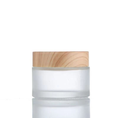 5g 10g 15g 30g 50g Frascos de creme de vidro fosco vazios recarregáveis ​​de madeira natural à prova de vazamentos recipientes de armazenamento de viagem para creme para os olhos máscara facial cuidados com a pele