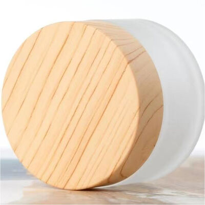 5g 10g 15g 30g 50g Frascos de creme de vidro fosco vazios recarregáveis ​​de madeira natural à prova de vazamentos recipientes de armazenamento de viagem para creme para os olhos máscara facial cuidados com a pele
