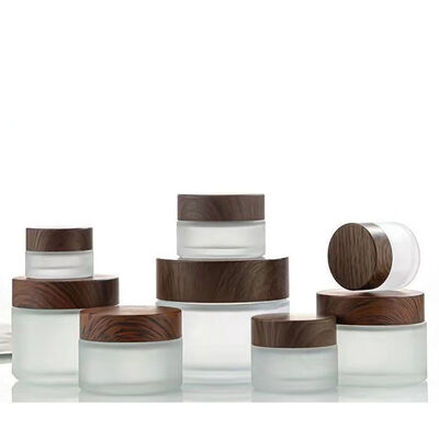 5g 10g 15g 30g 50g frascos vazios de creme de vidro congelado cosméticos de madeira natural recipientes à prova de vazamento para creme de olhos máscara facial cuidados com a pele