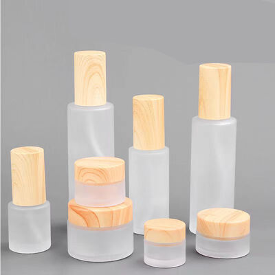 5g 10g 15g 30g 50g frascos vazios de creme de vidro congelado cosméticos de madeira natural recipientes à prova de vazamento para creme de olhos máscara facial cuidados com a pele