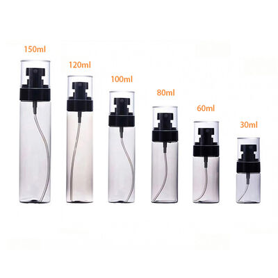 15ml 30ml 50ml 80ml 100ml 120ml PET Fita de spray de névoa fina Bomba de creme Bomba de spray de plástico transparente única