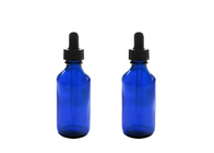 Garrafas de óleo essencial vazias azuis que armazenam produtos químicos da química dos perfumes