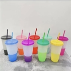 Plástico do copo bebendo 700ml 24oz do inclinação do sentido da temperatura com Straw And Lid