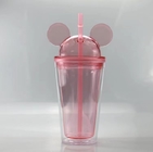 Tampa plástica livre acrílica das orelhas de rato da abóbada 16oz dos copos BPA da parede dobro