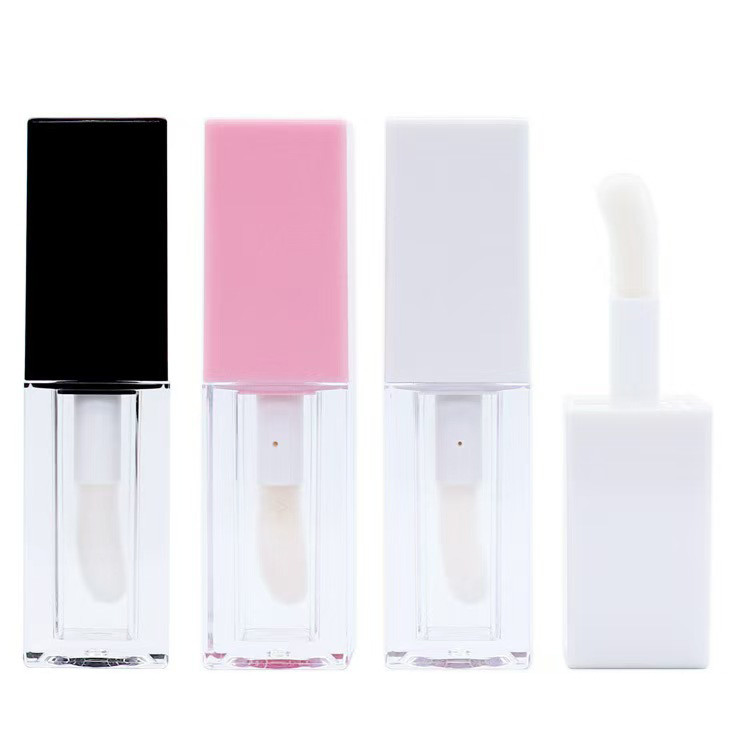 5ml tubo de brilho labial brilho labial gradiente tubos vazios logotipo personalizado recipiente preto com escova