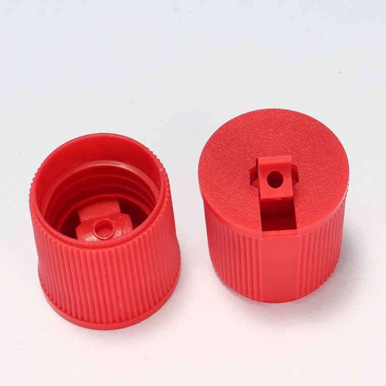 28 415 Red PP Screw Ribbed Plastic Turret Dispensing Caps Twist Top Cap Turret Cap