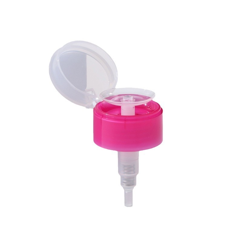 Material de PET de plástico colorido 28/410 33/410 0,5cc Dosagem Flip Top Dispensador de esmalte de unhas Remover de óleo bomba à prova de vazamento