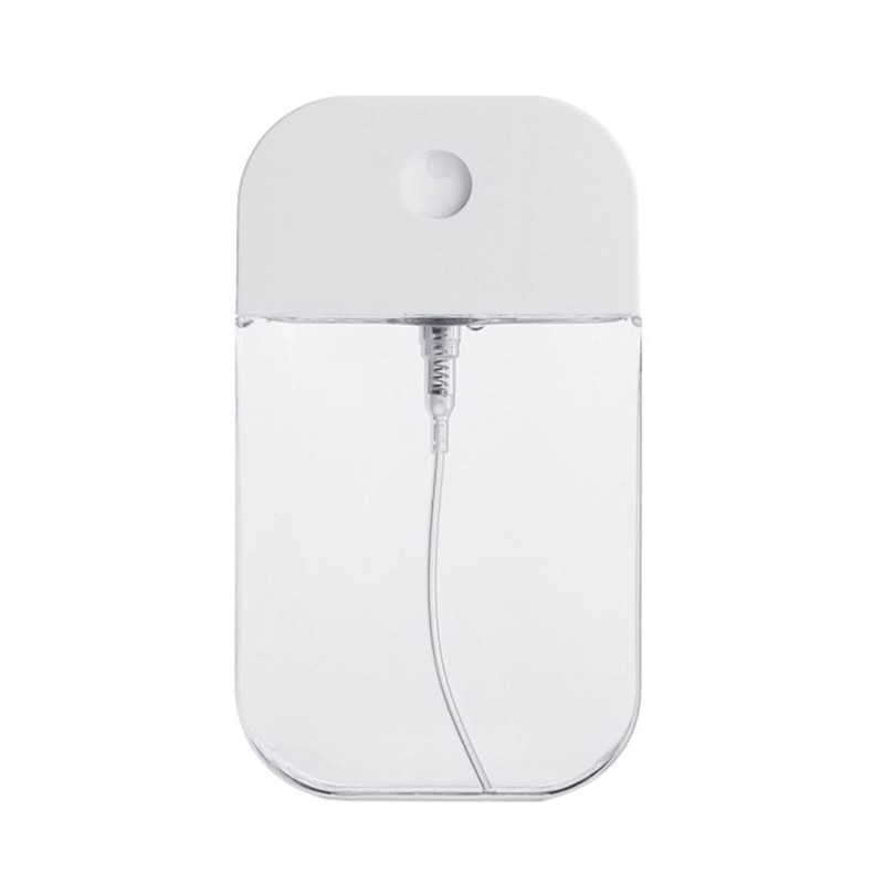 Frasco de spray cosmético de plástico PETG recarregável portátil de 30ml 50ml, formato de cartão, estrutura de borracha, fácil de usar para viagem