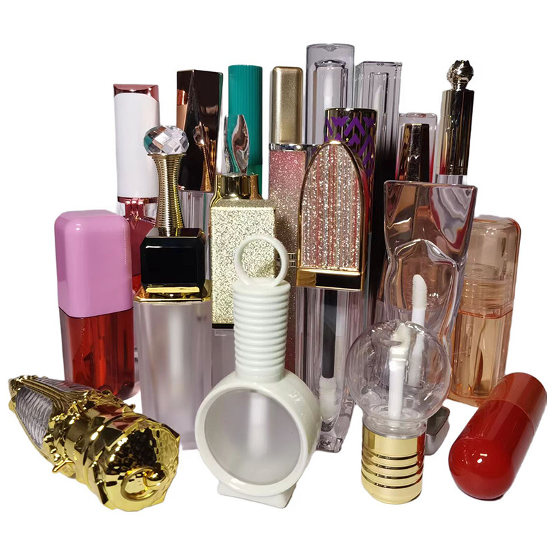 Maquiagem Batons e Lips Gloss Embalagem personalizada Recipiente de batons de plástico com material metálico
