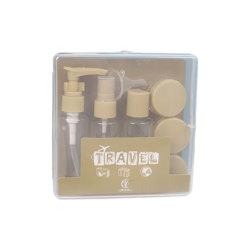 Conjunto de Viagem de Plástico 7 peças de 50ml Conjunto de Frascos Saco com Zíper Conjunto de Recipientes Cosméticos Spray Tampa Flip