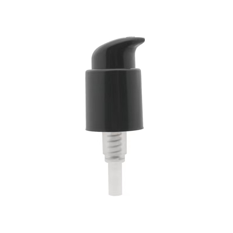 Cabeça de bomba de tratamento de plástico preto para fundação cosmética e loção para cuidados com a pele