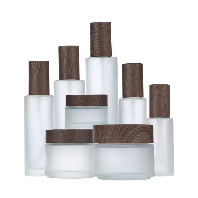 5g 10g 15g 30g 50g frascos vazios de creme de vidro congelado cosméticos de madeira natural recipientes à prova de vazamento para creme de olhos máscara facial cuidados com a pele