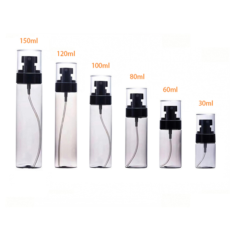 15ml 30ml 50ml 80ml 100ml 120ml PET Fita de spray de névoa fina Bomba de creme Bomba de spray de plástico transparente única
