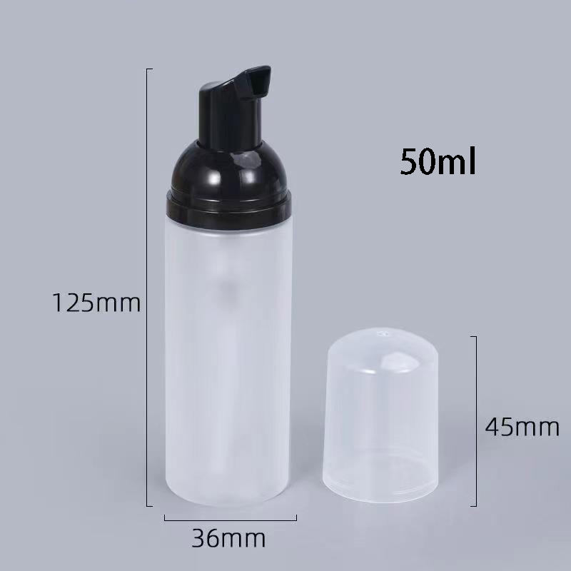 50 ml Set de garrafa de bomba de espuma de 32 mm preta Dispensador de sabão espumante para lavagem corporal e limpador facial