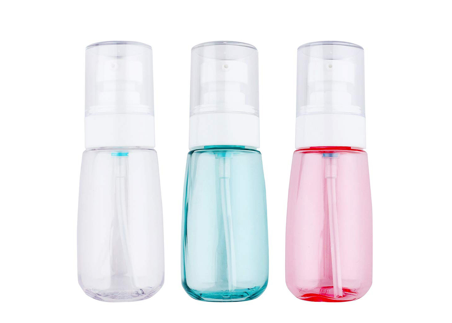 As garrafas plásticas cosméticas cor-de-rosa azuis personalizaram a capacidade e as cores