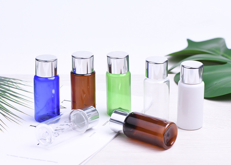 15ML as garrafas cosméticas plásticas, BPA livram a garrafa vazia do ANIMAL DE ESTIMAÇÃO com tampa de alumínio