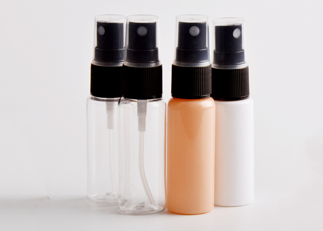 Tamanho cosmético plástico colorido do curso das garrafas 20ml do pulverizador vazio para o perfume