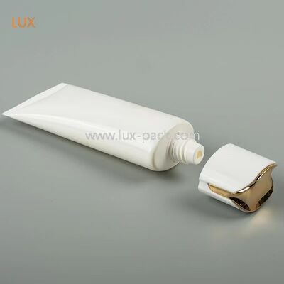 Tubo cosmético de PE de 40 mm de diâmetro, com tampa flip com acabamento galvanizado de luxo, para loção para a pele, vazio